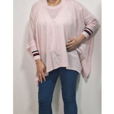 Ruana artesanal 100% hilo nacional Color Rosado