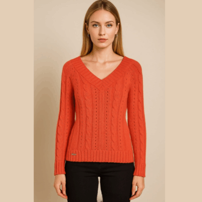 Buso tejido único color  Coral, Amarillo