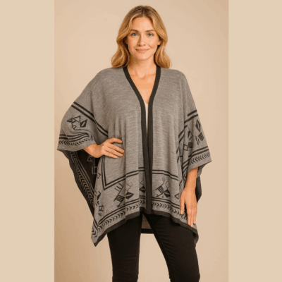 Ruana artesanal 100% hilo nacional Color Gris